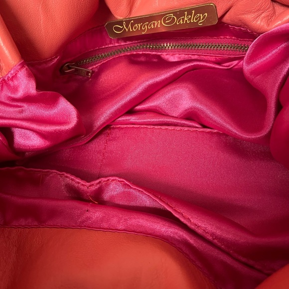 Morgan Oakley Drift Coral Floppy Slouchy Leather Boho Oversize Artsy Coral Bag - Picture 5 of 5